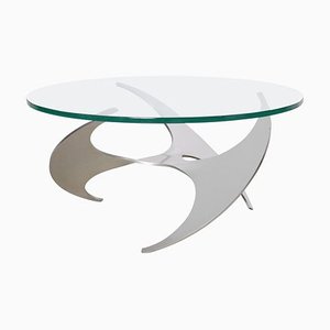 Tavolino da caffè Propeller in alluminio e vetro di Knut Hesterberg per Ronald Schmitt, anni '60