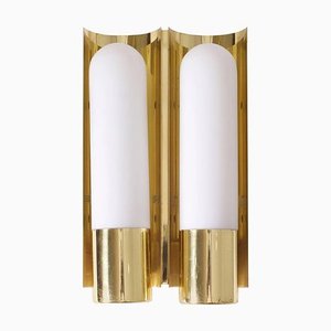 Brass and Glass Wall Lights or Sconces from Glashütte Limburg, 1970s, Set of 2