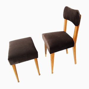 Stuhl und Hocker, 1960er, 2er Set