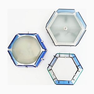 Italian Blue Glass Sconces by Fontana Arte, 1960s, Set of 3