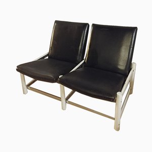 Italian Black Leather 2-Seat Sofa from Dal Vera, 1950s