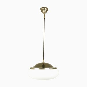 White and Brown Plastic Shade Model 2/5 Pendant Lamp by Gianemilio Piero & Anna Monti for Kartell, 1960s