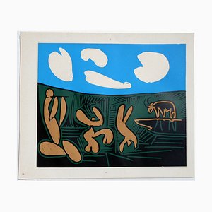 Linograbado de Pablo Picasso con cuatro nubes, 1962