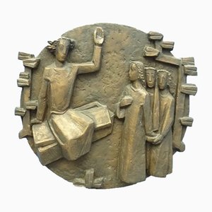 Sculpture Murale Mid-Century en Bronze par Gottlieb Ulmi, 1960s