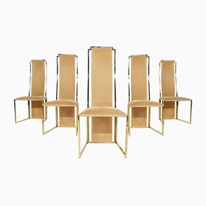 High Back Dining Chairs by Alain Delon, France, 1980s, Set of 5
