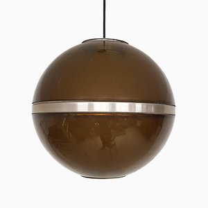 Dutch Brown Acrylic Glass Globe Pendant Light by Dijkstra, 1960s