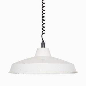 Industrial White Enamel Ceiling Lamp, 1960s