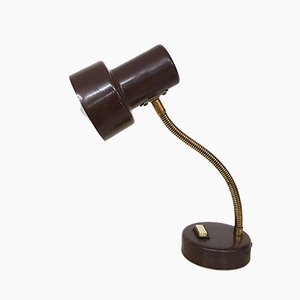 Brown Brass Neck Table Lamp