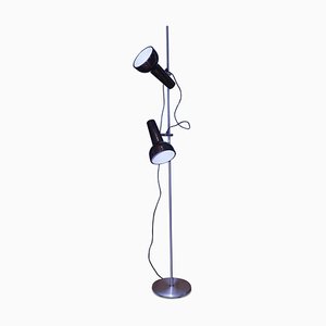 Brushed Chrome Adjustable Twin Floor Lamp by Koch & Lowy for Omi, 1970s