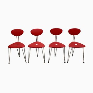 Rote Sessel von Günter Talos, 1950er, 4er Set