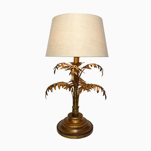 Mid-Century Gilded Palm Tree-Shaped Table Lamp