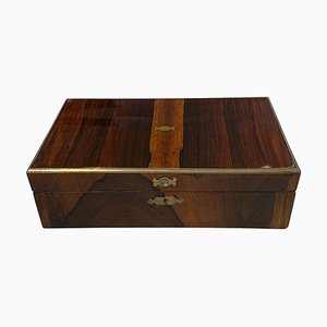 Regency Casket Box in Rosewood Veneer & Brass Fitting, England, 1830s