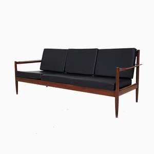 Sofa mit schwarzem Vinylbezug, 1960er