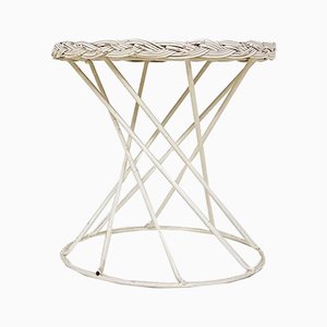 Metal and Rattan Wire Stool, 1950s