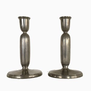 Art Deco Pewter Candleholders by Just Andersen, 1930s, Set of 3