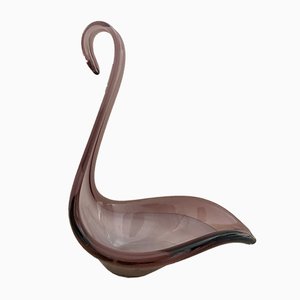Sculpture de Swan Art en Céramique Violette et Violette, Italie, 1960s