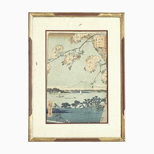 Hiroshigé Holzschnitt, 19. Jh. Ansicht von Edo im Frühling