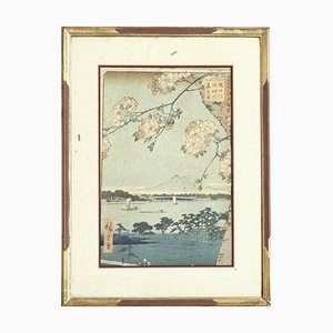 Vue de Hiroshigé Woodcut du 19ème siècle à Edo au printemps