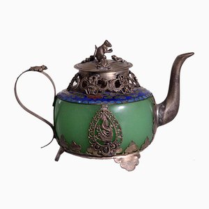 Chinese Republic Teapot in Jade and Tin