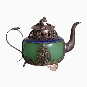 Chinesische Republik Teekanne aus Jade & Zinn