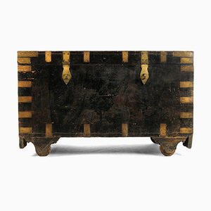 Cassettiera in legno con elementi in ottone, anni '20