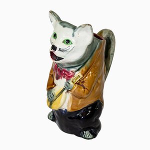 Antique Majolica Figural Cat Pitcher