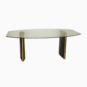 Glass Dining Table from Belgo Chrome / Dewulf Selection, 1970s
