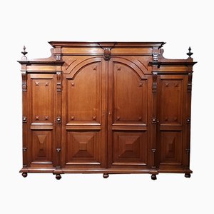 Antique Oak 4-Door Wardrobe