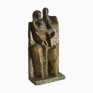 Niederländische Kubistische Bronzeskulptur von Mann und Frau, 1960er