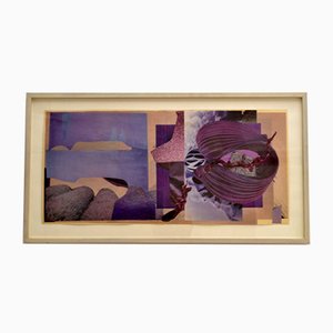 Abstract Collage Art in Tones of Purple by Bill Allan, 1990s