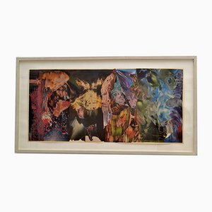 Collage de arte abstracto en colores múltiples de Bill Allan, años 90