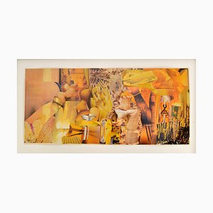 Abstract Collage Art in Tones of Yellow by Bill Allan, 1990s