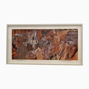 Collage artístico abstracto en tonos marrones de Bill Allan, años 90