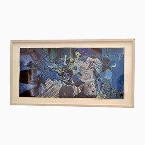Abstract Collage in Tones of Blue by Bill Allan, UK, 1990s