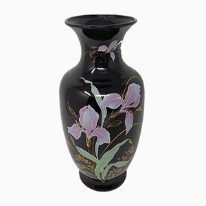 French Ceramic Vase with Flowers Motifs, 1950s