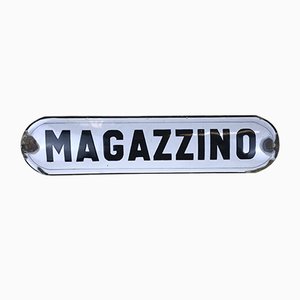 Insegna a magazzino in metallo smaltato bianco, Italia, anni '50