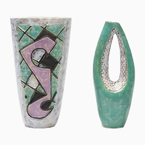 Jarrones decorativos de cerámica, años 50. Juego de 2