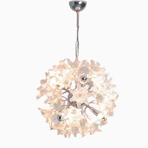 Sputnik Chandelier with Glass Floral Shades, 1960s