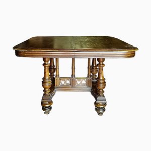 Mesa de comedor francesa extensible de nogal macizo, década de 1880