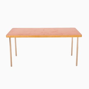 Mesa de comedor vintage de metal cromado y linóleo rojo de madera de Marcel Breuer para Wohnbedarf, 1920