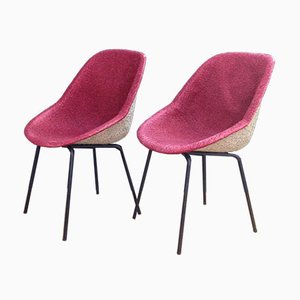 Juego de sillas rosas de Genevieve Dangles-Christian Defrance para Burov, años 50