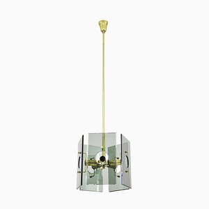 Lámpara colgante de vidrio de Gino Paroldo para Fontana Arte, años 70
