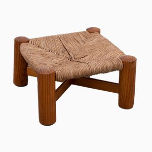 Mid-Century Pine and Rush Footstool by Wim den Boon