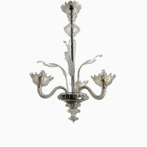 Lámpara de araña vintage de cristal de Murano, años 50