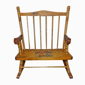 Mid-Century Wooden Toy Rocking Chair