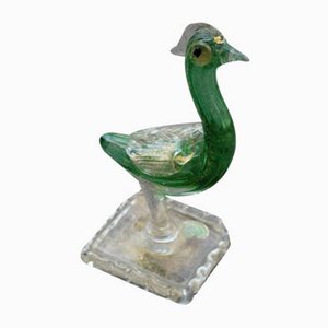 Green and Gold Murano Glass Flamingo from Seguso, 1940s
