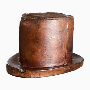 Boîte à Chapeau Antique en Cuir