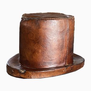 Caja para sombreros antigua de cuero
