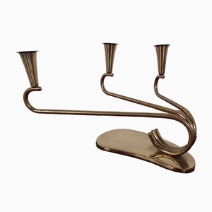 Curved Brass Candleholder, 1950s