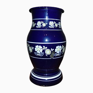 Mid-Century Enamel Vase with Flowers by Silesia Rybnik Steelsworks